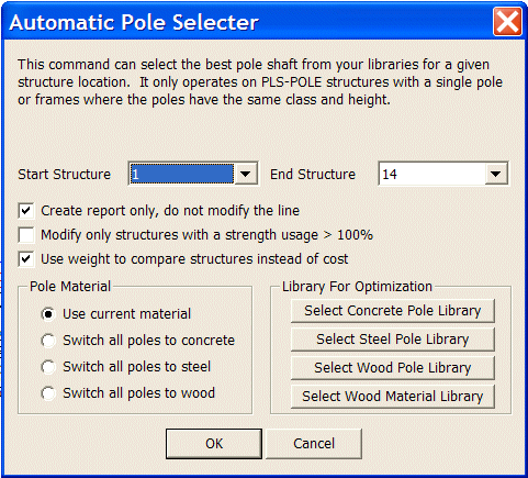 Automatic Pole Selector Dialog Box