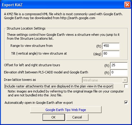 Export KMZ Options Dialog