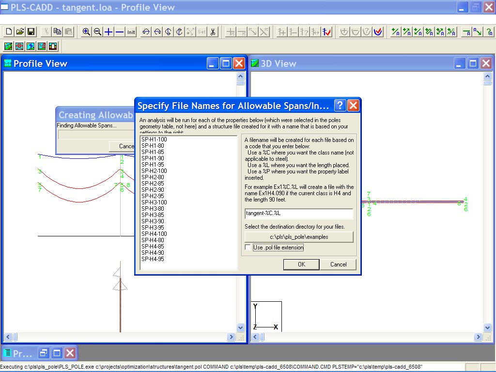 Selecting the Structure File Names in PLS-CADD Lite