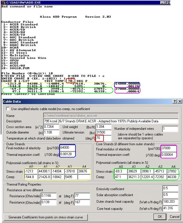PLS-CADD Creep Stretch Dialog Box