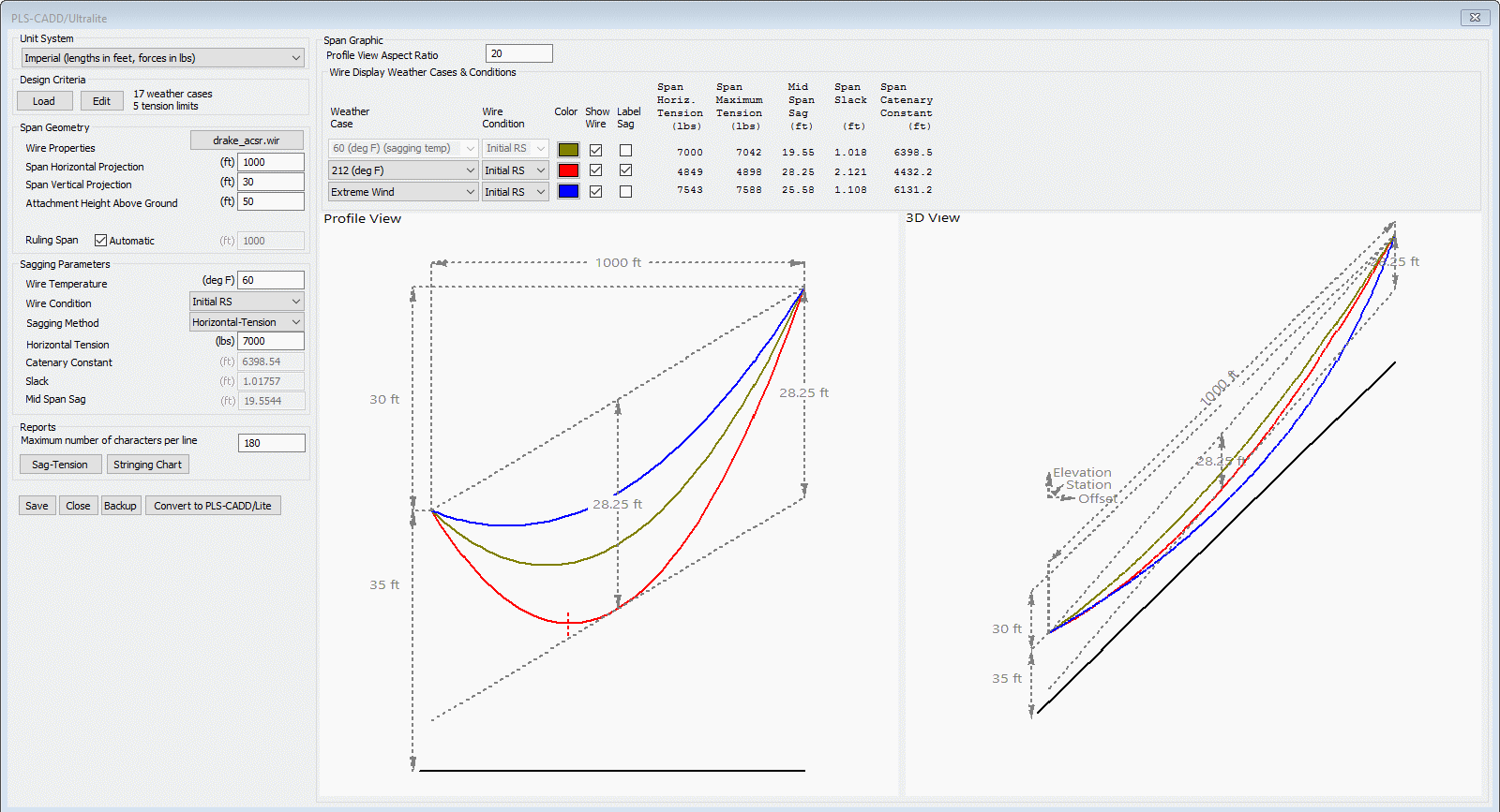 PLS-CADD/Ultralite input dialog.