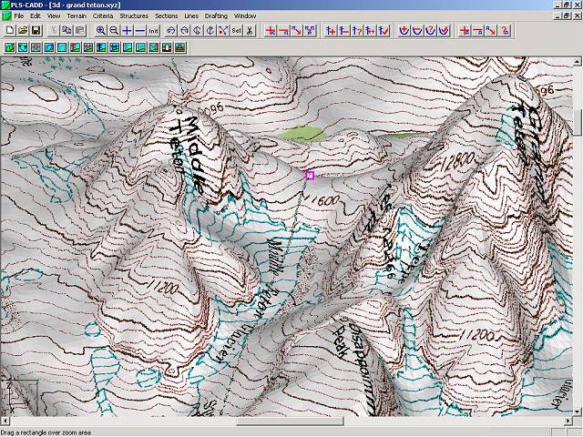 DEM derived surface model with DRG Quad drape.