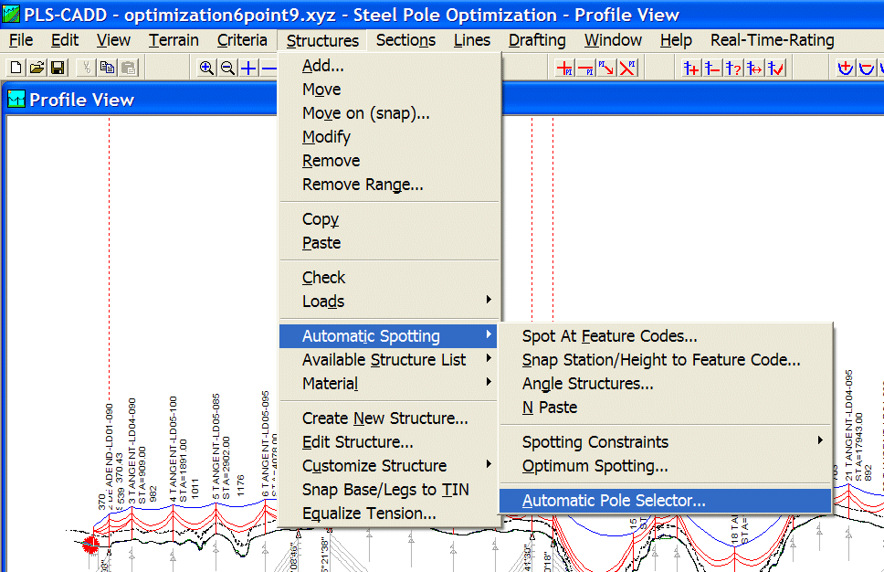 Automatic Pole Selector Menu Location